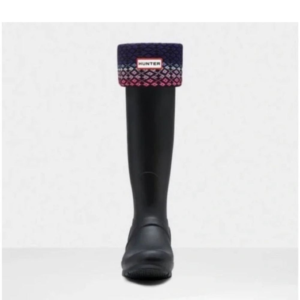 HUNTER Tall Fleece Boot Socks Fair Isle Size 5-7 like new - Picture 4 of 7